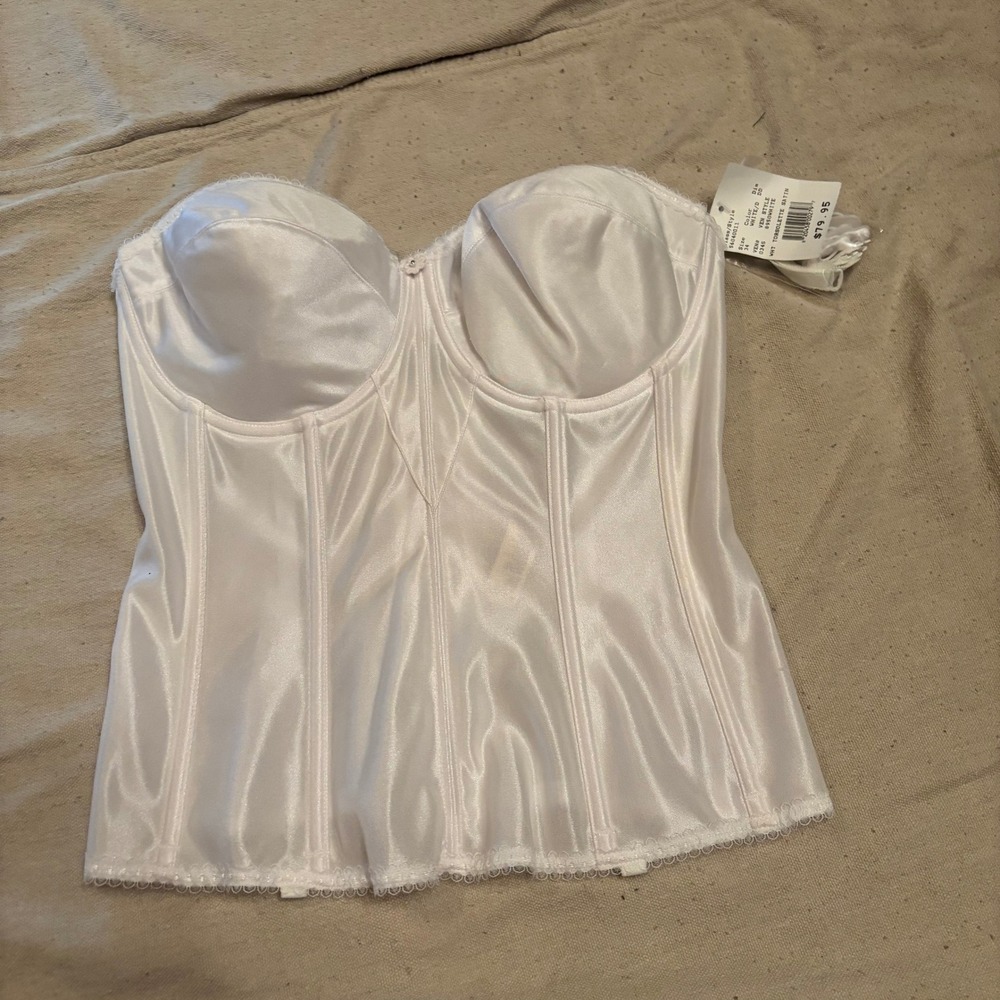 Dominique Davids Bridal‎ Satin Torsolette Corset White 8950 34DD Longline Bra